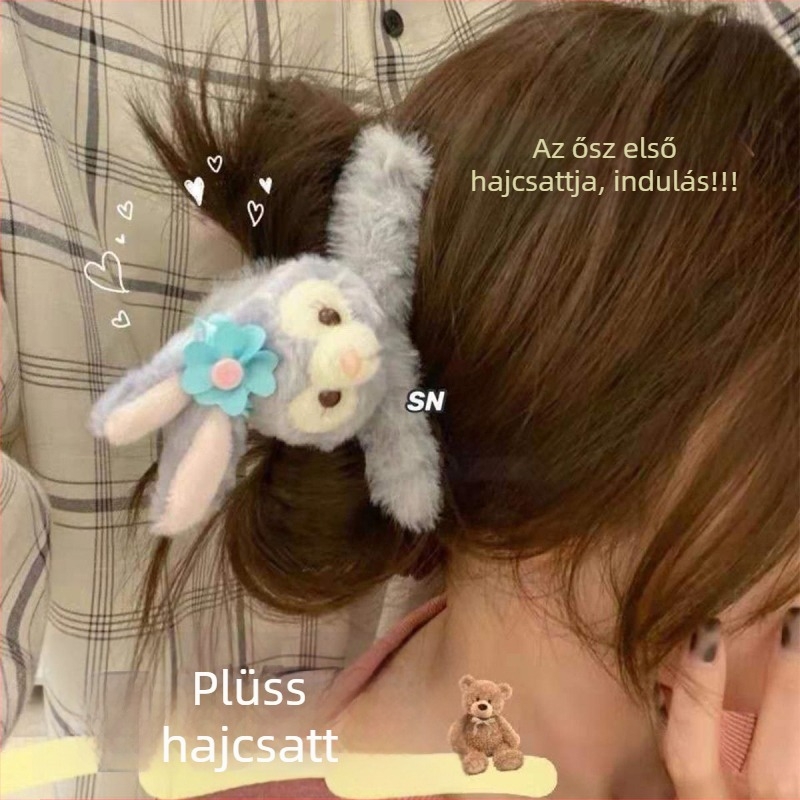 Kézzel készített plüss hajclip a tarkóra, cápa dizájnnal, Cortex anyag, természetes stílus