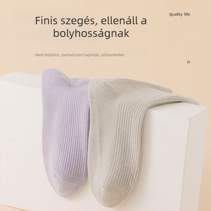 Női középmagasságú pamut zokni, minden évszakra, egyszínű, nedvességszívó és szagtalanító