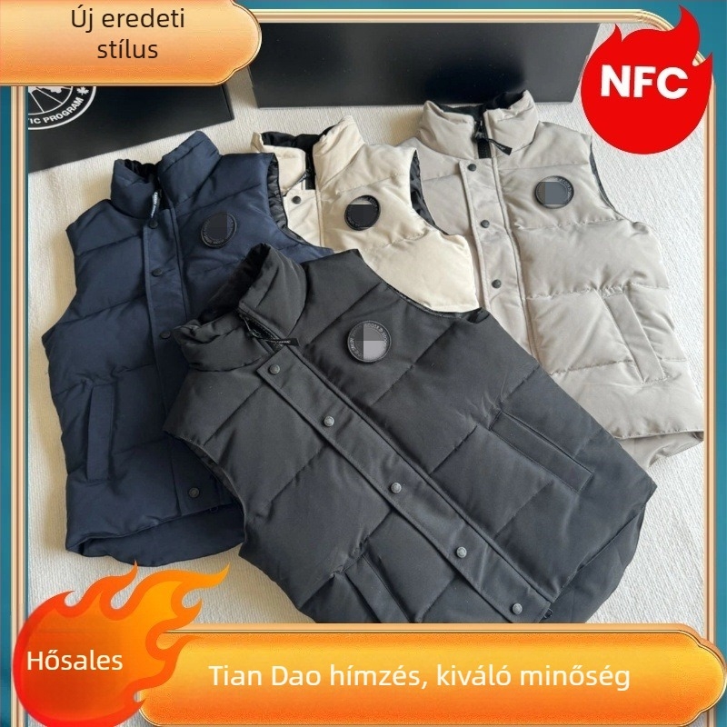 Uniszex tollas mellény állítható gallérral, vízálló, nylon külső, modal bélés