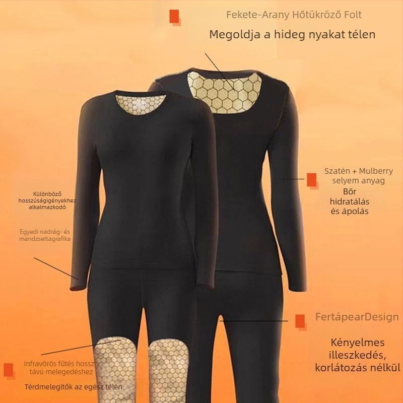 Uniszex gyapjú termál szett – dupla réteg, vastag 251–300 g/m², kerek nyakú, hosszú ujjú