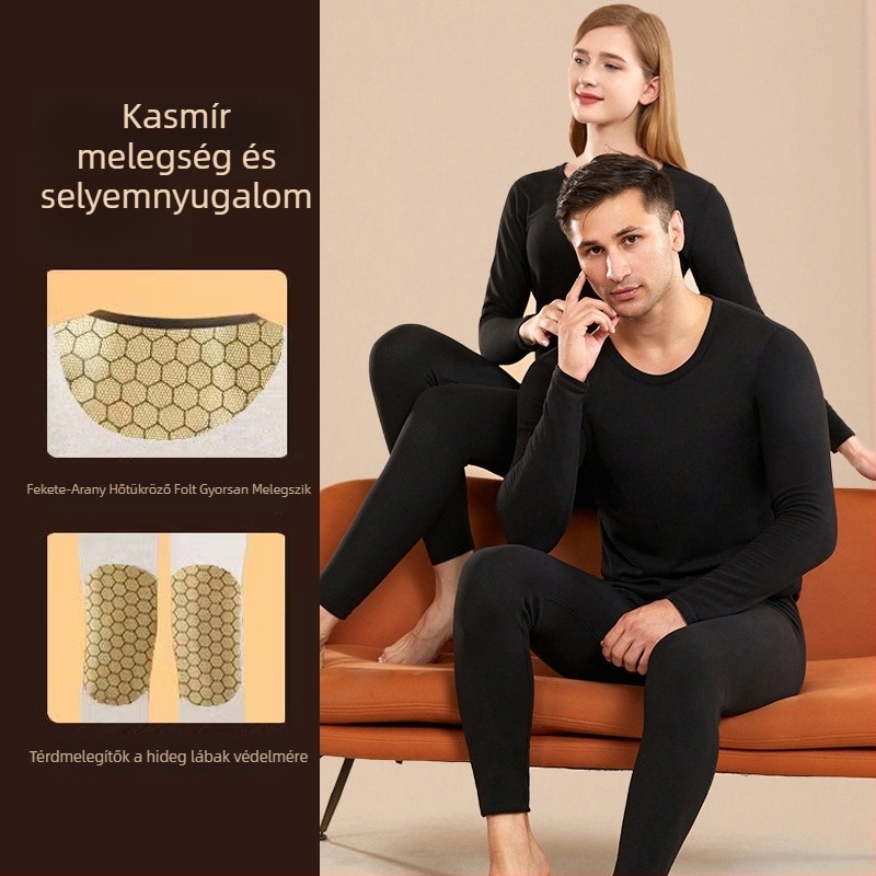 Uniszex gyapjú termál szett – dupla réteg, vastag 251–300 g/m², kerek nyakú, hosszú ujjú