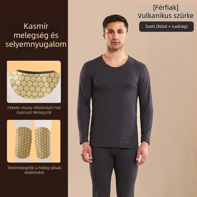 Uniszex gyapjú termál szett – dupla réteg, vastag 251–300 g/m², kerek nyakú, hosszú ujjú