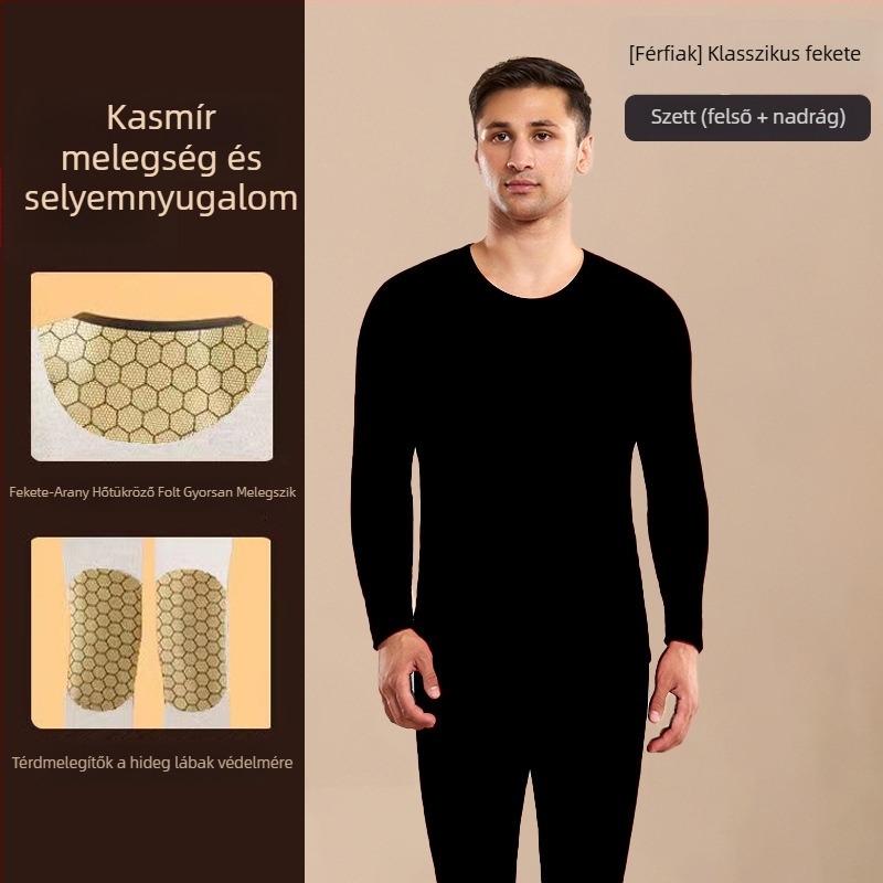 Uniszex gyapjú termál szett – dupla réteg, vastag 251–300 g/m², kerek nyakú, hosszú ujjú