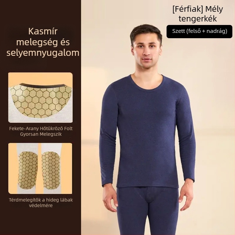 Uniszex gyapjú termál szett – dupla réteg, vastag 251–300 g/m², kerek nyakú, hosszú ujjú