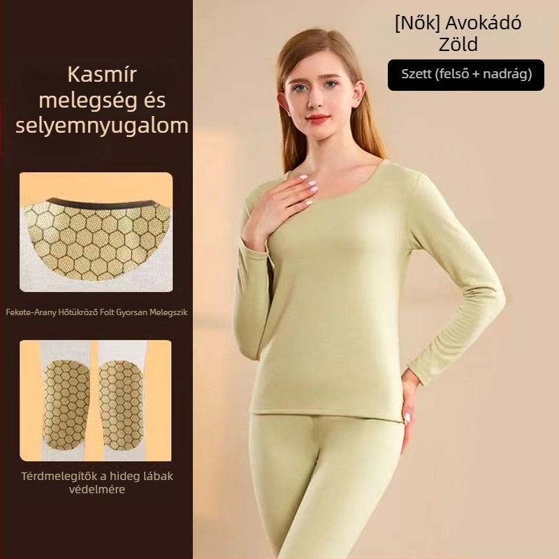 Uniszex gyapjú termál szett – dupla réteg, vastag 251–300 g/m², kerek nyakú, hosszú ujjú