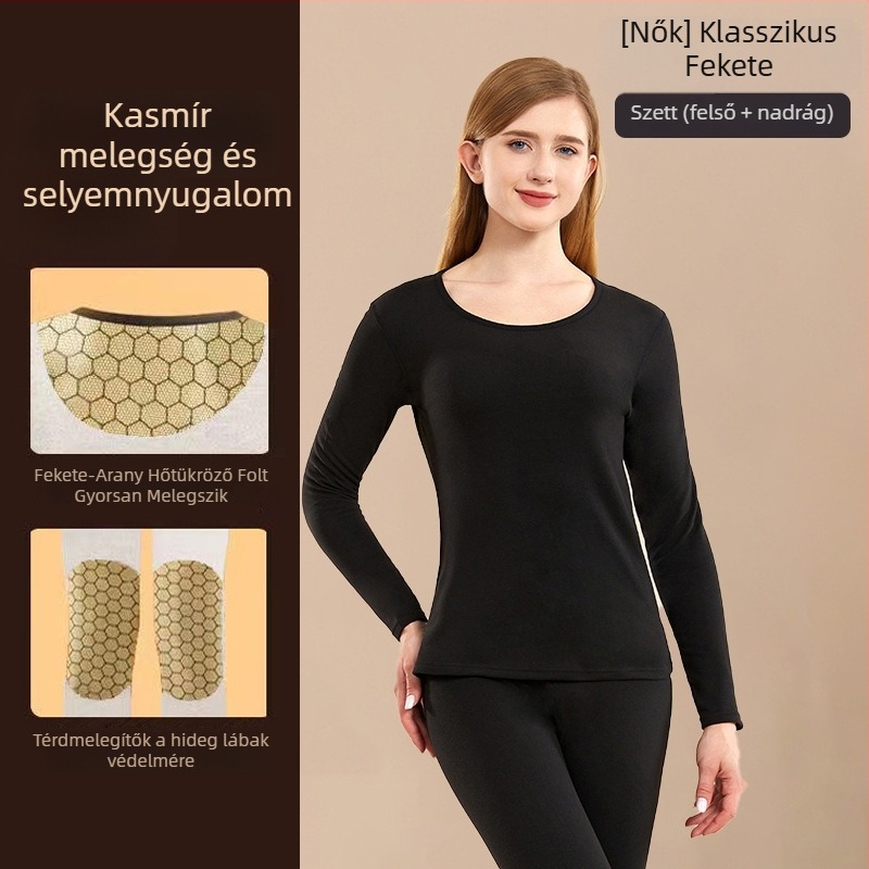 Uniszex gyapjú termál szett – dupla réteg, vastag 251–300 g/m², kerek nyakú, hosszú ujjú