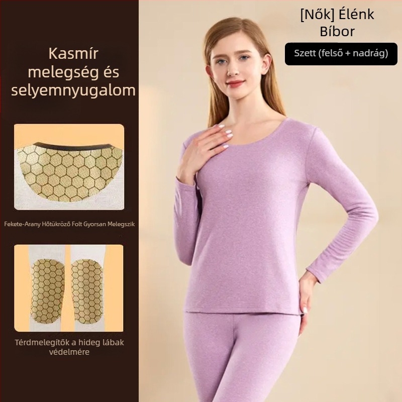 Uniszex gyapjú termál szett – dupla réteg, vastag 251–300 g/m², kerek nyakú, hosszú ujjú
