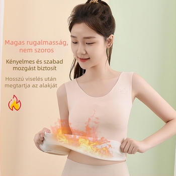 Lányoknak szóló termikus mellény fleece-béléssel, varrat nélküli, U-nyakú, 13–18 éveseknek, poliészter