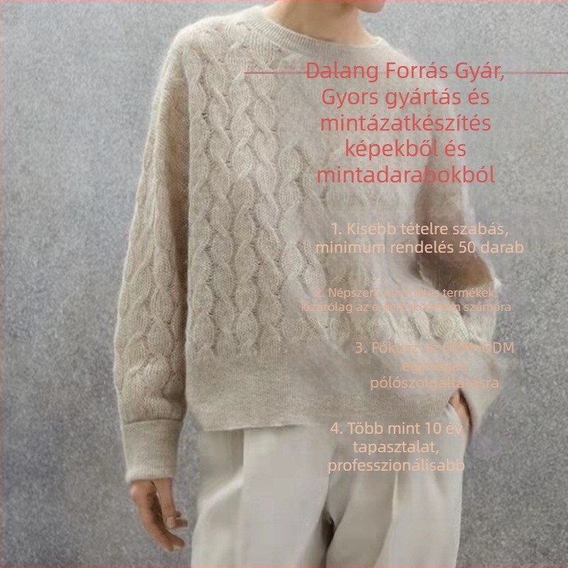 Női Mohair kötött kabát, egyéni OEM feldolgozás minták és tervek alapján, hímzés, magas minőségű anyagok (kasmír, gyapjú, nylon)