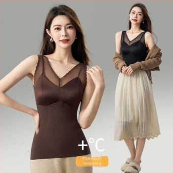 Integrált kosaras melltartóval és mellkas párnával ellátott termális mellény; lélegző poliészter anyag; 90-95% poliészter; középszúlyú 141-160 g/m²; külső viseletre is alkalmas