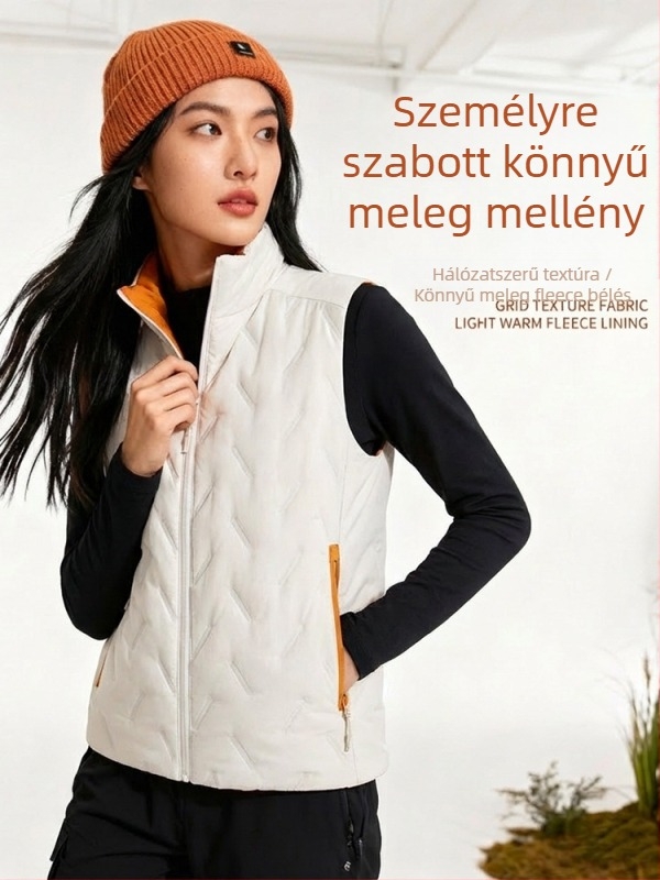 Kültéri mellény álló gallérral, uniszex, meleg, Mercerizált gyapot töltőanyag