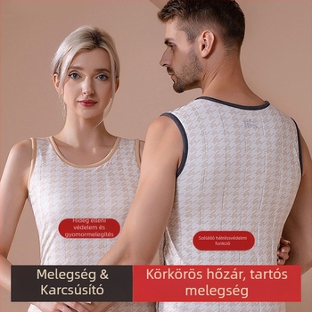 Melegítő gyapjú mellény fleece béléssel, extrán vastag, kétszeres réteg, kapucnival, kerek nyakú, hordható alaprétegként vagy külső ruházatként
