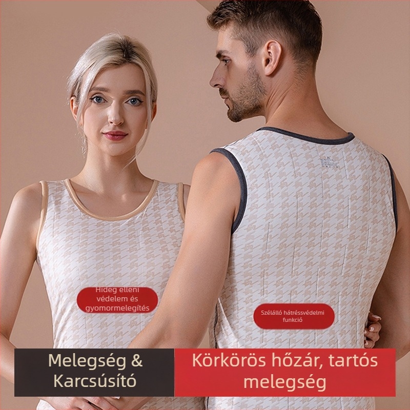 Melegítő gyapjú mellény fleece béléssel, extrán vastag, kétszeres réteg, kapucnival, kerek nyakú, hordható alaprétegként vagy külső ruházatként