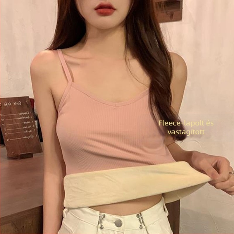 Női termo mellény fleece-béléssel, pamut anyag, vastagság 201-250 g/m2, V-nyakú, pulóver, varrat nélküli