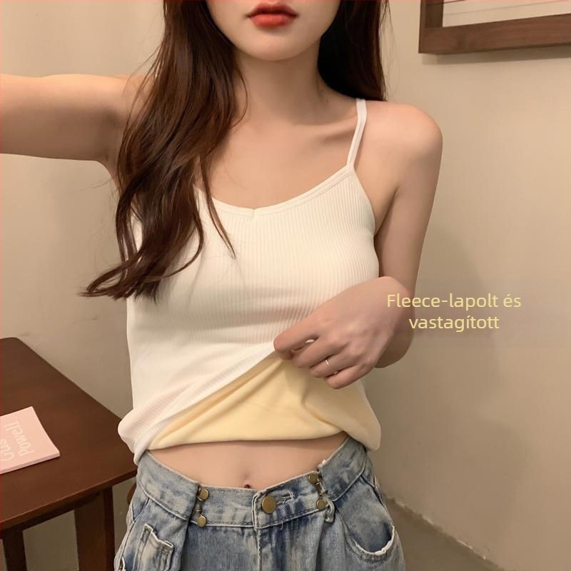 Női termo mellény fleece-béléssel, pamut anyag, vastagság 201-250 g/m2, V-nyakú, pulóver, varrat nélküli