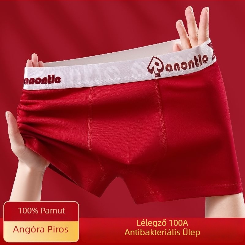 Pamut férfi boxer brief burgundi színben, középmagas derekú
