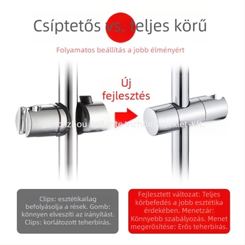Fúrás nélküli zuhanytartó, állítható emelőrúdas alap, kézi zuhanyfej csúszó hüvelyével, modell BL-8005, ABS, közepes beillesztés, elektropótlás