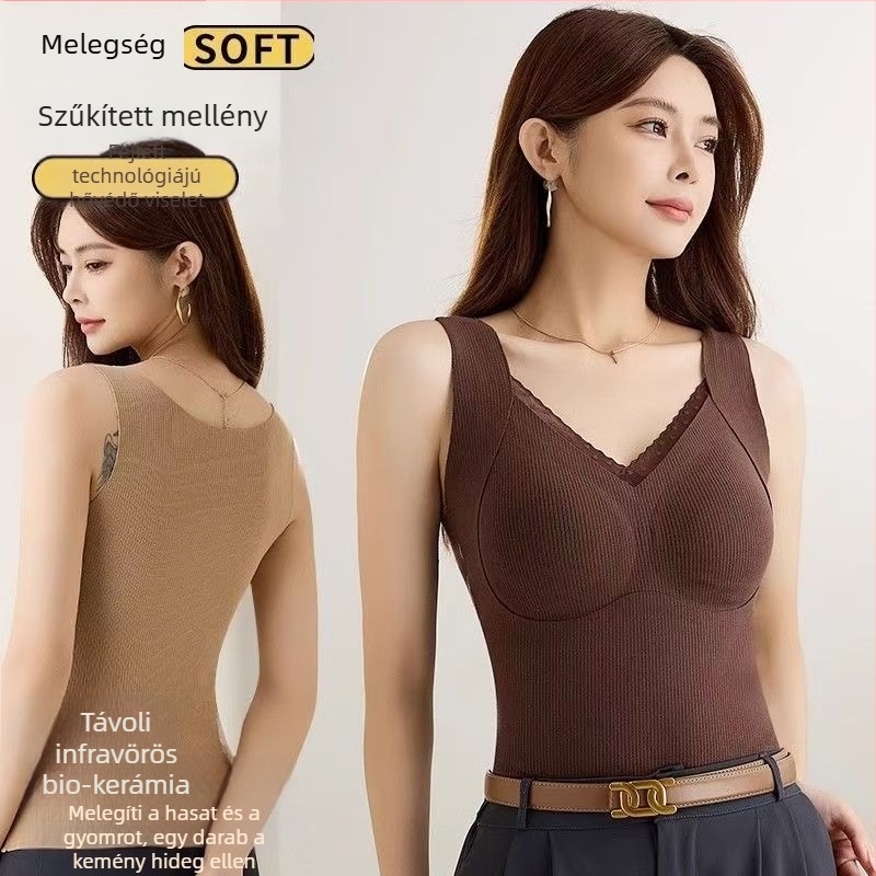 Meleg mellény beépített kosaras és párnázott felsőrésszel (Nylon; Légáteresztő; Vastag anyag; V-nyak)
