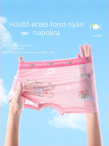 Kislányoknak készült ice silk hálós szellős alsónemű, mesefigurás mintával, 3–8 éveseknek