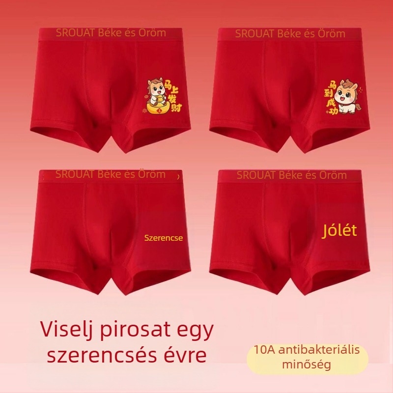 Fiúknak szóló boxer alsónadrág, piros, 100% pamut, antibakteriális, kategória A, méret 10A, közepes és nagy gyerekeknek