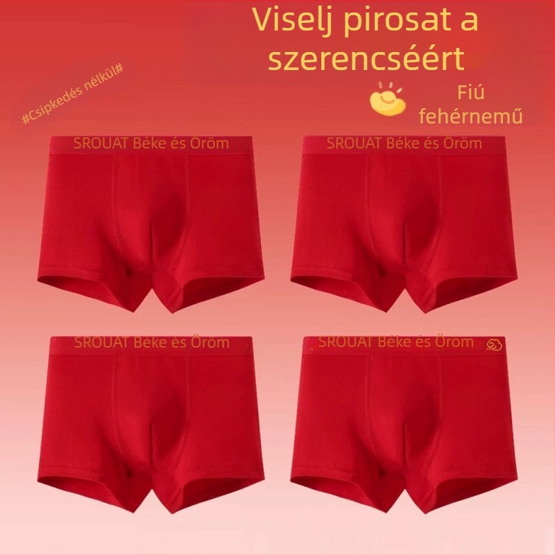 Fiúknak szóló boxer alsónadrág, piros, 100% pamut, antibakteriális, kategória A, méret 10A, közepes és nagy gyerekeknek