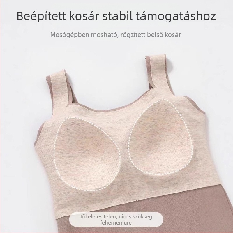 Női termál mellény beépített melltartó párnákkal, fleece-bélelt, önmelegedő, vastag anyag, kerek nyakú