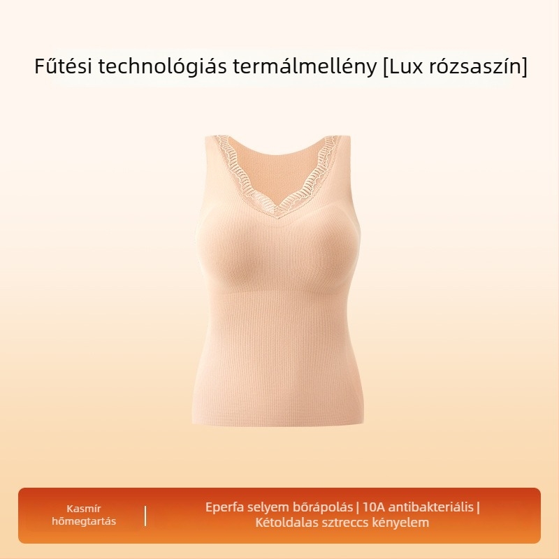 Női csipkés termikus mellény kasmírral, antibakteriális fűtő alapréteg integrált melltartóbetéttel