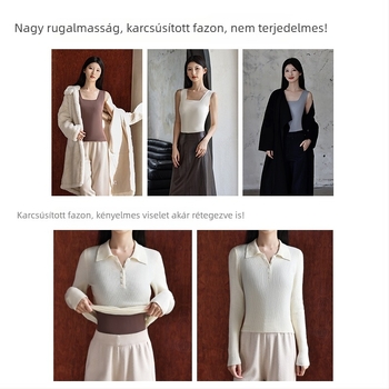 Női gyapjú alapú meleg mellény, háromrétegű szigeteléssel, varrat nélküli belső alapréteg, őszi–téli időszakra, védelem deréknál és a hátnál