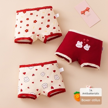 Lányoknak pamut középmagas derekú alsónemű, Kategória A, Cartoon mintázat, 3-8 éves