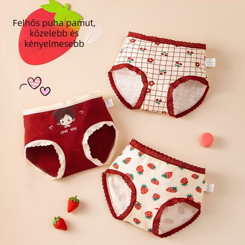 Lányoknak pamut középmagas derekú alsónemű, Kategória A, Cartoon mintázat, 3-8 éves