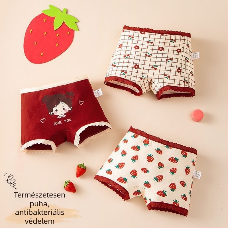 Lányoknak pamut középmagas derekú alsónemű, Kategória A, Cartoon mintázat, 3-8 éves