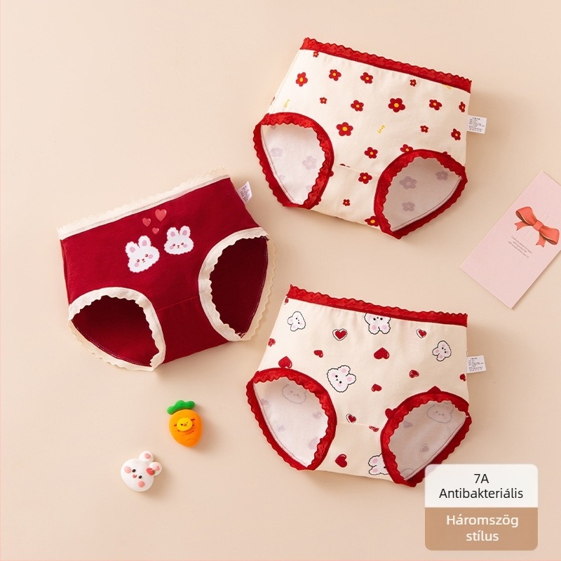 Lányoknak pamut középmagas derekú alsónemű, Kategória A, Cartoon mintázat, 3-8 éves
