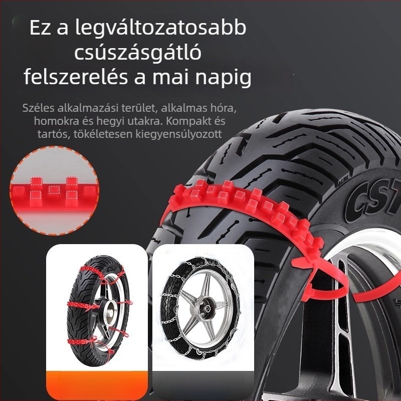 Anti-slip lánc elektromos járművekhez; két- és háromkerekű járművekhez alkalmas; súly 30 g
