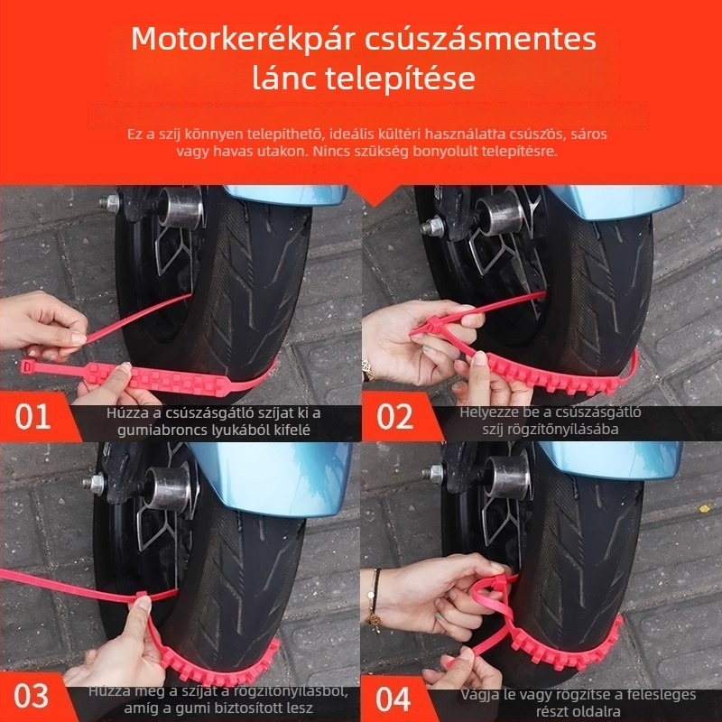 Anti-slip lánc elektromos járművekhez; két- és háromkerekű járművekhez alkalmas; súly 30 g
