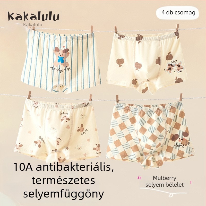 Antibakteriális pamut fiú boxeralsónadrág, A osztály, 95% pamut + 5% elasztán, 3–8 éveseknek