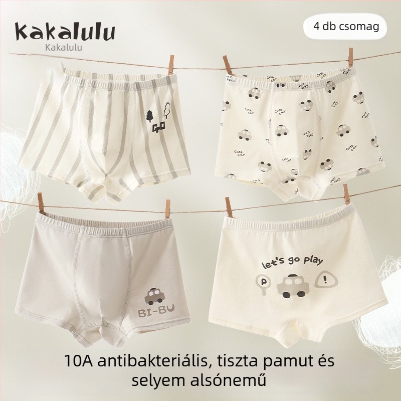 Antibakteriális pamut fiú boxeralsónadrág, A osztály, 95% pamut + 5% elasztán, 3–8 éveseknek