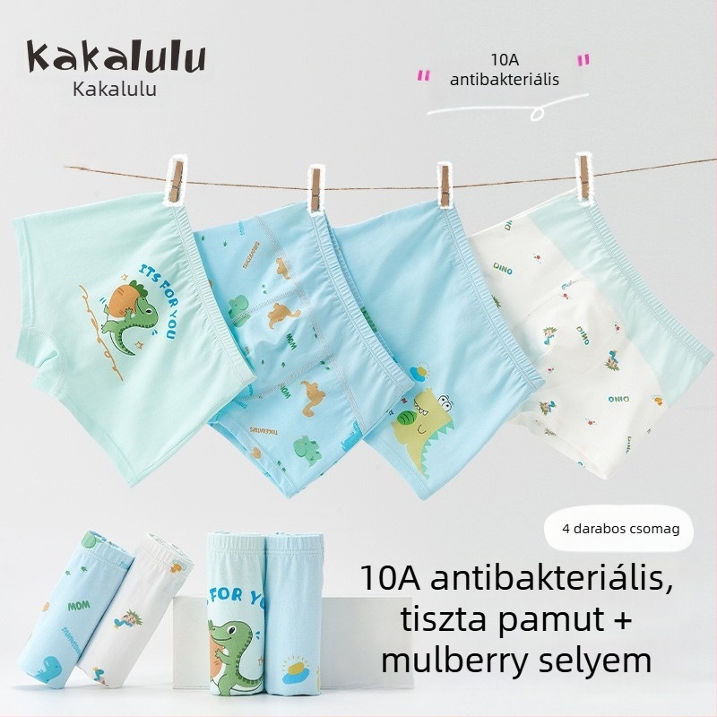 Antibakteriális pamut fiú boxeralsónadrág, A osztály, 95% pamut + 5% elasztán, 3–8 éveseknek