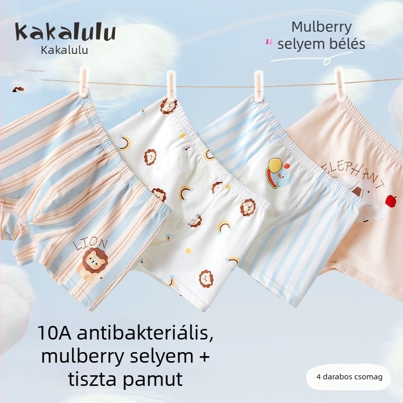 Antibakteriális pamut fiú boxeralsónadrág, A osztály, 95% pamut + 5% elasztán, 3–8 éveseknek