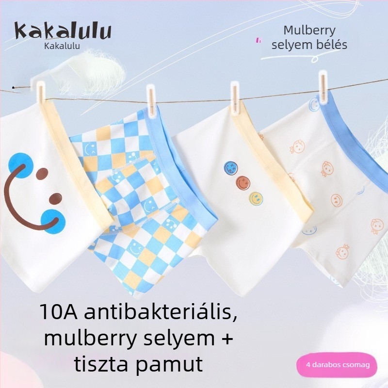 Antibakteriális pamut fiú boxeralsónadrág, A osztály, 95% pamut + 5% elasztán, 3–8 éveseknek