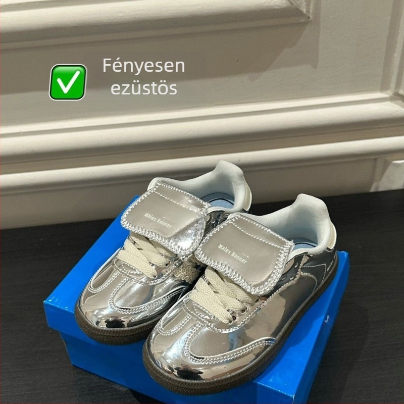 Gyerekeknek készült sportcipő bőr felsőrésszel, alacsony toppal, gumitalppal, uniszex, könnyű