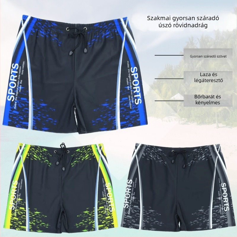 Férfi gyorsan száradó, légáteresztő úszónadrág mintás kivitelben; poliészter anyag, 230 g súly; bélés poliészter, 85% tartalom; futáshoz, úszáshoz és vízi sportokhoz