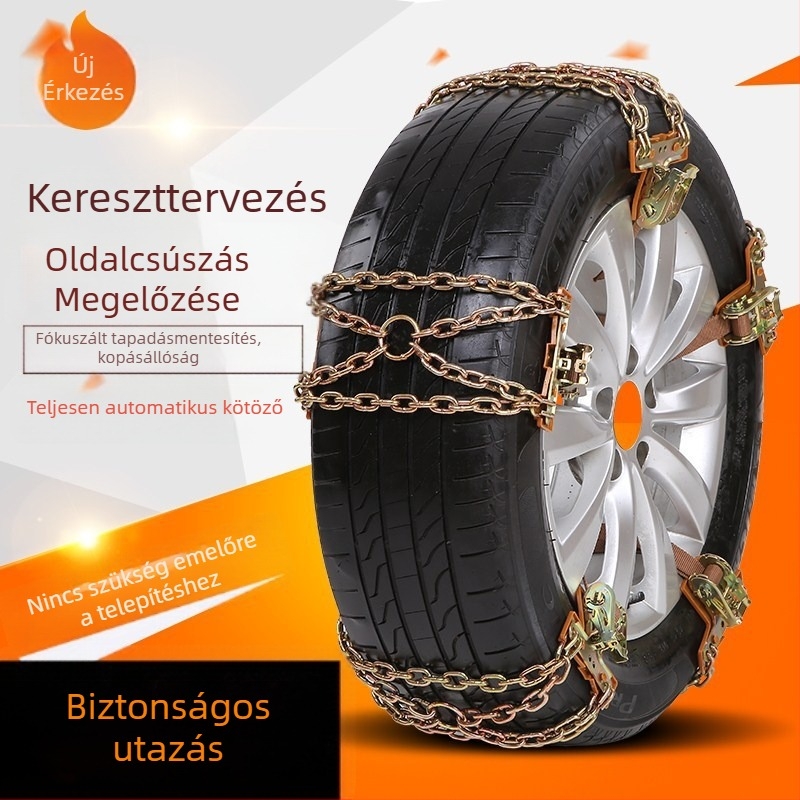 Autócsúszásgátló láncok – acél, kompatibilis sedan/off-road/SUV, általános gumimodell, licencelt magáncímke
