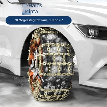 Autó téli hóláncok off-road SUV-k és pickupok számára, vastított vaslánccal, 165–265 mm szélességű gumikhoz, 8–9 kg súlyú