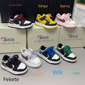 Gyerekeknek készült bőrsportcipő Velcro-zárással, alacsony felsőrésszel, gumitalppal, vízálló, tavasz–ősz