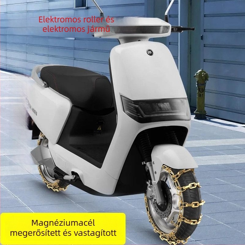 Téli csúszásgátló láncok elektromos rollerekhez, mopedekhez és elektromos háromkerekűekhez — Gumi; Kompatibilis elektromos rollerekkel, mopeddel és háromkerekűekkel; Nincs testreszabás
