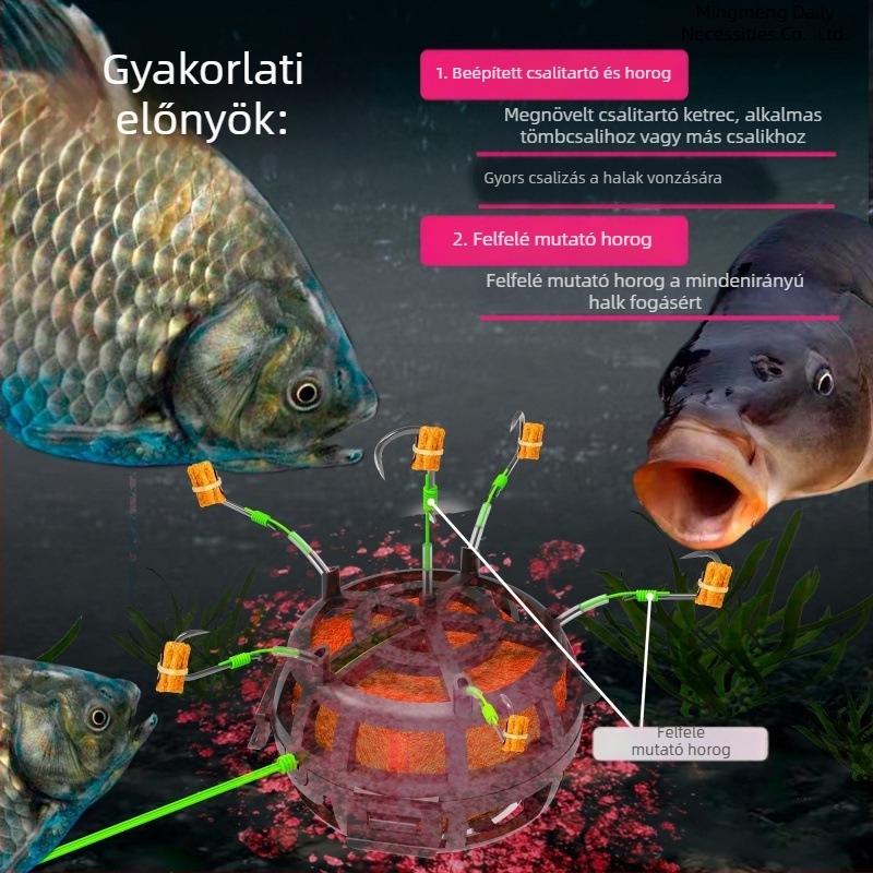 Kültéri horgászatra szánt robbanóhorog etetőkosárral
