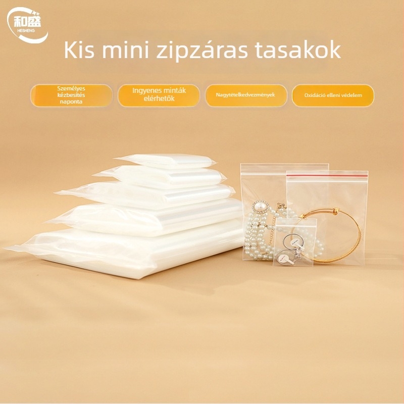 Ékszer ZIP tasak PE anyagból, 0,5 cm záróhossz, Hesheng márka, tasak ékszerek tárolására