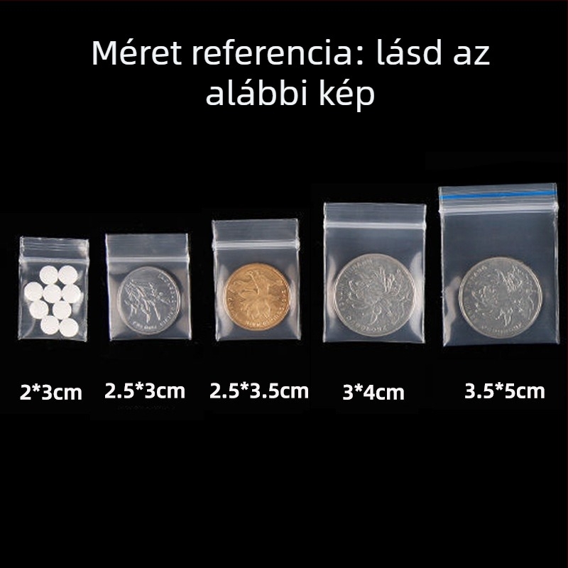 Ékszer ZIP tasak PE anyagból, 0,5 cm záróhossz, Hesheng márka, tasak ékszerek tárolására