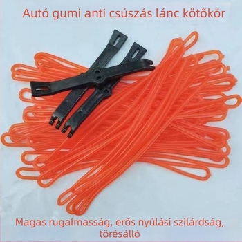 Honglaijia Univerzális autóalkatrész a gumitép anti-slip láncának telepítéséhez, tartalmaz telepítő kulcsot, gumigyűrűt, kampót és feszítő szalagot