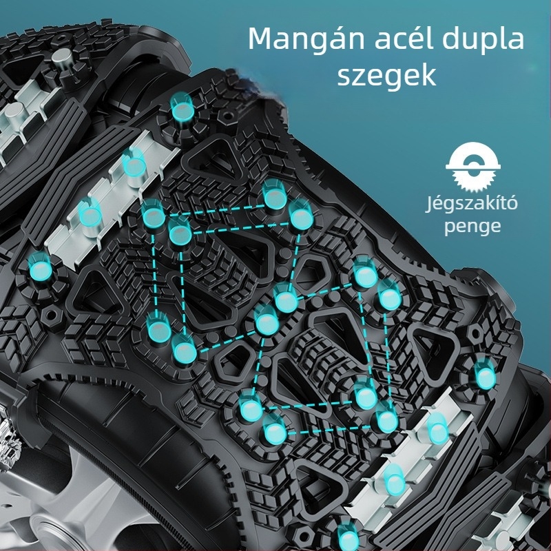 Általános autó anti-csúszó lánc acéllemez fogazással, modell 9773, 165–275 mm szélességű gumihoz, tömege körülbelül 730 g